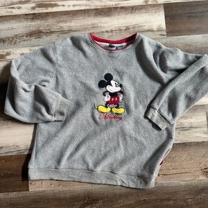 Disney Vintage Mickey Mouse Gray Crewneck Fleece Sweatshirt